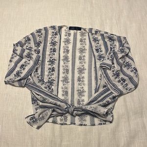 Boutique Tie Front Floral Kimono